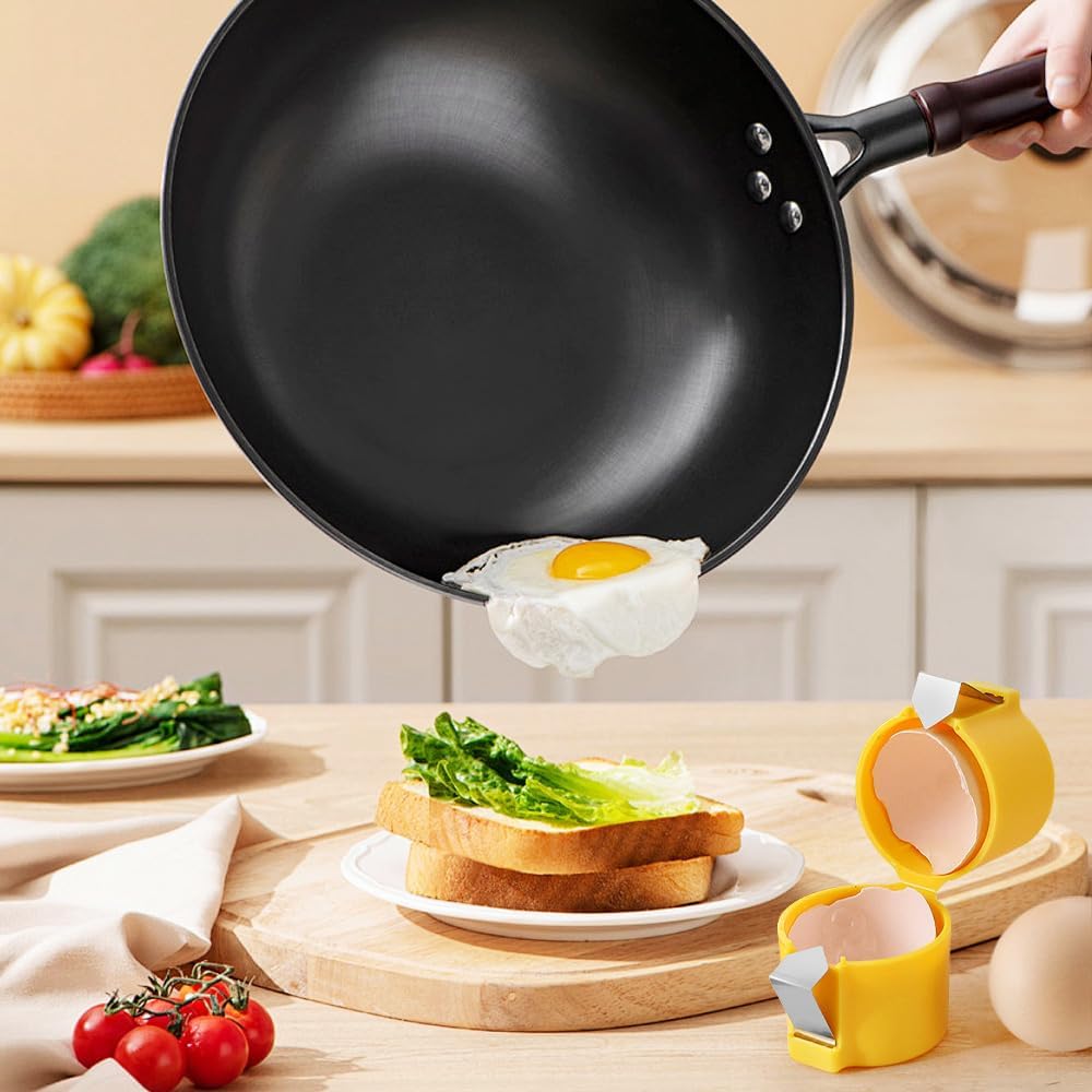 Stainless Steel Egg Shell Opener, 2025 New Egg Shell Cutter Egg Shell Separator for Raw Eggs Gadgets, Multifunctional Egg Cutter Egg Cracker Separator for Home Kitchen (Yellow)