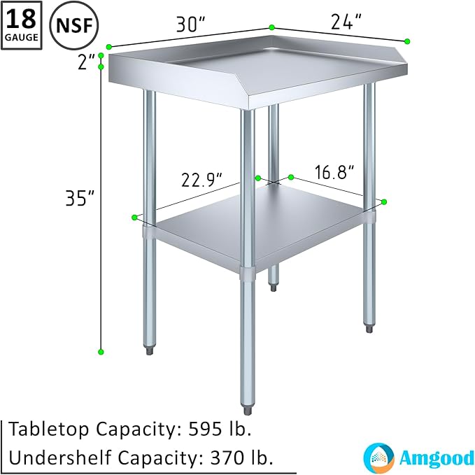 AmGood Commercial Work Table with Backsplash and Sidesplashes | Height: 35" | Stainless Steel Prep Table for Kitchen, Restaurant, Garage, Laundry | NSF (30" Long x 24" Deep)