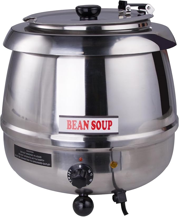 10.5Qt Soup Warmers Commercial Soup Kettle Warmer with Hinged Lid and Detachable Stainless Steel Pot, Food Warmer for Parties, Buffet - Silver