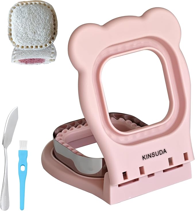 Sandwich Cutter and Sealer - 3.7" Circle & Square Pocket Sandwich Maker, Intuitive & Easy-to-Use for Boys &Girls, Perfect for Breakfast & Lunchboxes (Light Pink, Square)