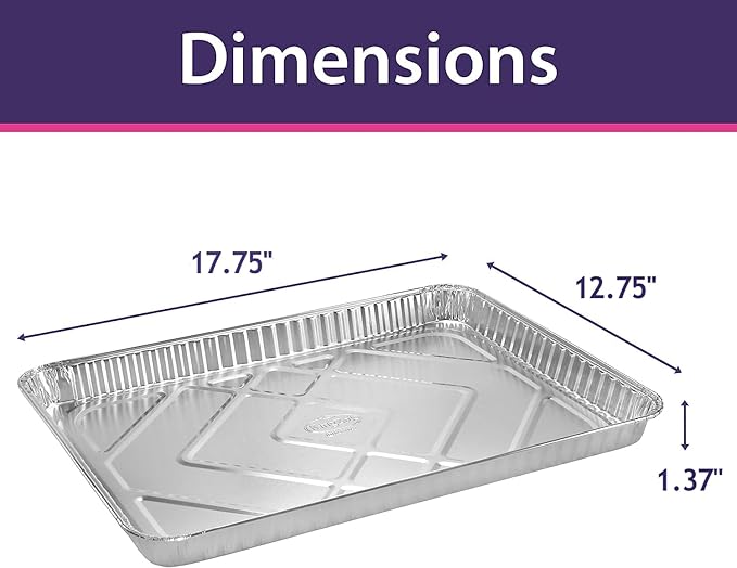 Aluminum Pans Half Size Cookie Sheet 15 Count Durable Nonstick Baking Sheets 17.75" x 12.75" - Sheet Pan, Baking Tray, Cookie Sheets, Foil pans, Foil trays, Sheet Baking Pans