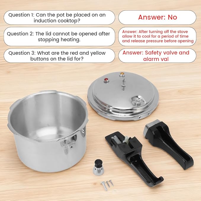 Aluminum Alloy Pressure Cooker, Small Pressure Cooker 3 Quart 18cm Bottom for Gas Stoves, Durable & Easy Clean, Ideal for Beans, Meats, Soups for Home Cooking