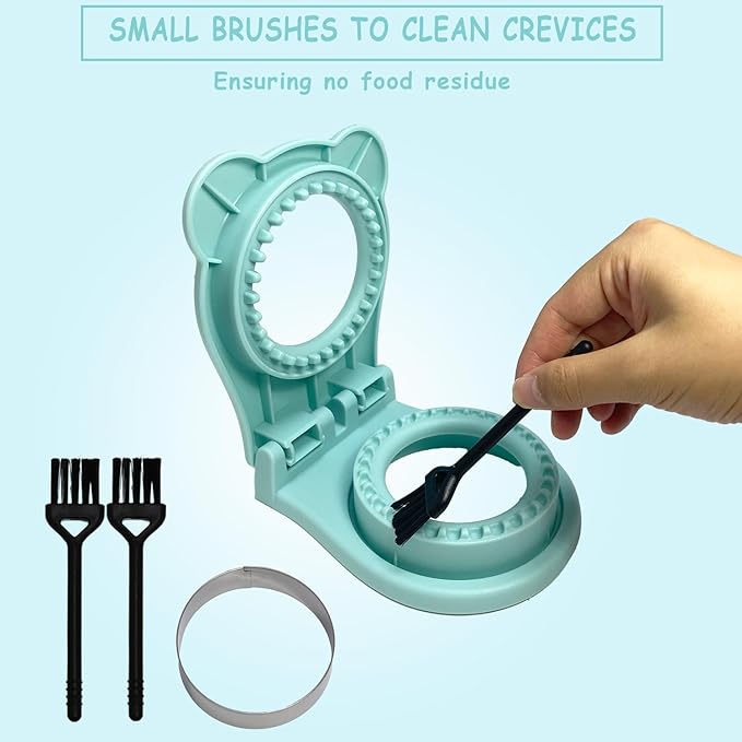 2Pcs Sandwich Cutter and Sealer,Round&Square Uncrustable Sandwich Maker with Seal Edge,Crustless Sandwich Cutter with Brush,Sandwich Sealer for DIY Breakfast Lunch Picnic(Grey S+Blue R)
