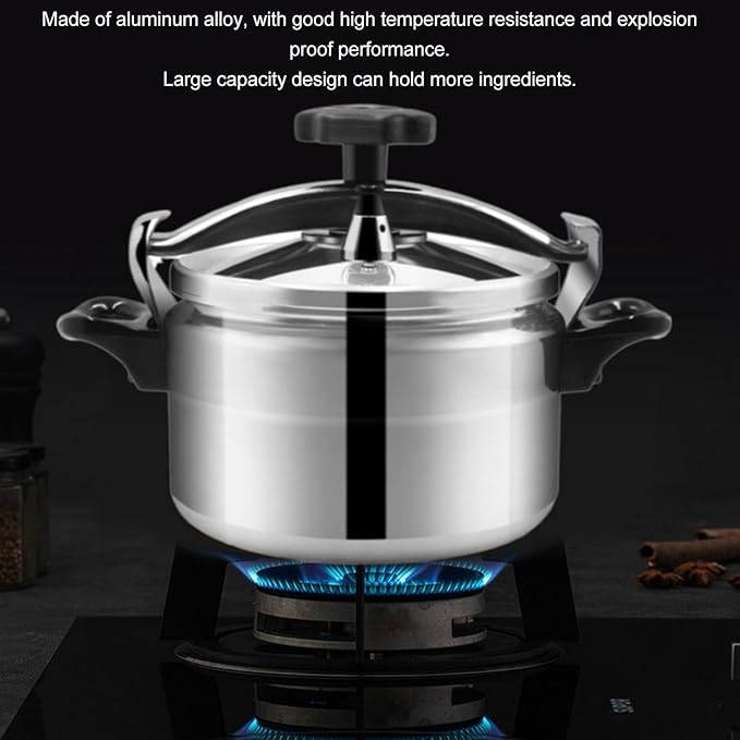 Stainless Steel Pressure Cooker, Aluminum Explosion Proof Pressure Canner Large Capacity Rice Cooker Cookware with Compound Bottom for Gas Electric Flat Top Stoves Easy To Open
