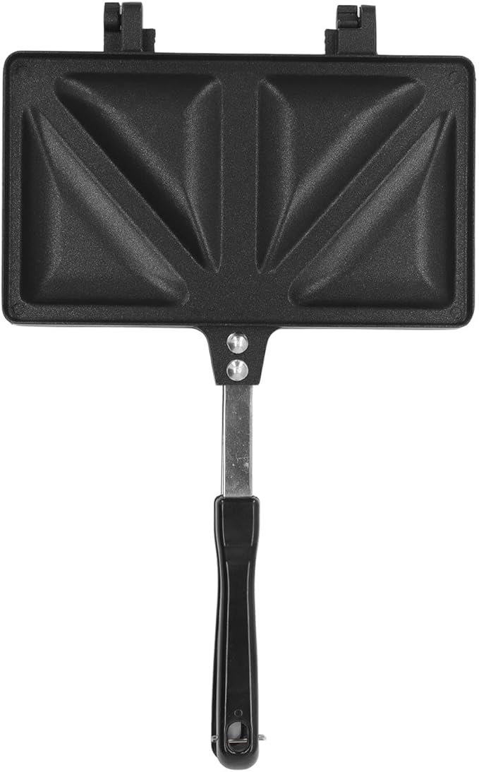 Hot Sandwiches Maker, Grilled Sandwiches and Panini Maker Pan Stovetop Toasted with Handle Non-Stick Double Sided Frying Pan for Home Kitchen(Black)