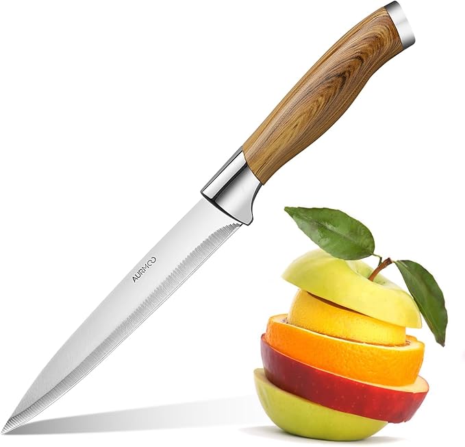 Knife Set, 6 Pieces Kitchen Knife Set, Chef-Knife, Culinary Kitchen-Knife, Utility-Knife, Slicer-Knife, Peeler, Kitchen Shears, Dishwasher Safe