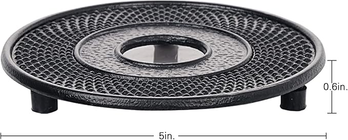 Sungmor Black Cast Iron Teapot Trivet - Japanese Style Heat-Resistant Stand for Teapots & Kettles, Durable Non-slip Base for Table Protection