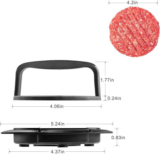 Burger Press Patty Maker, Round Non-Stick Stuffed Hamburger Press Accessories Smashed Hamburger Press Patty Burger Meat Sausage Beef Maker Mold Kitchen Gadgets for Grilling (1 Pack, Black)