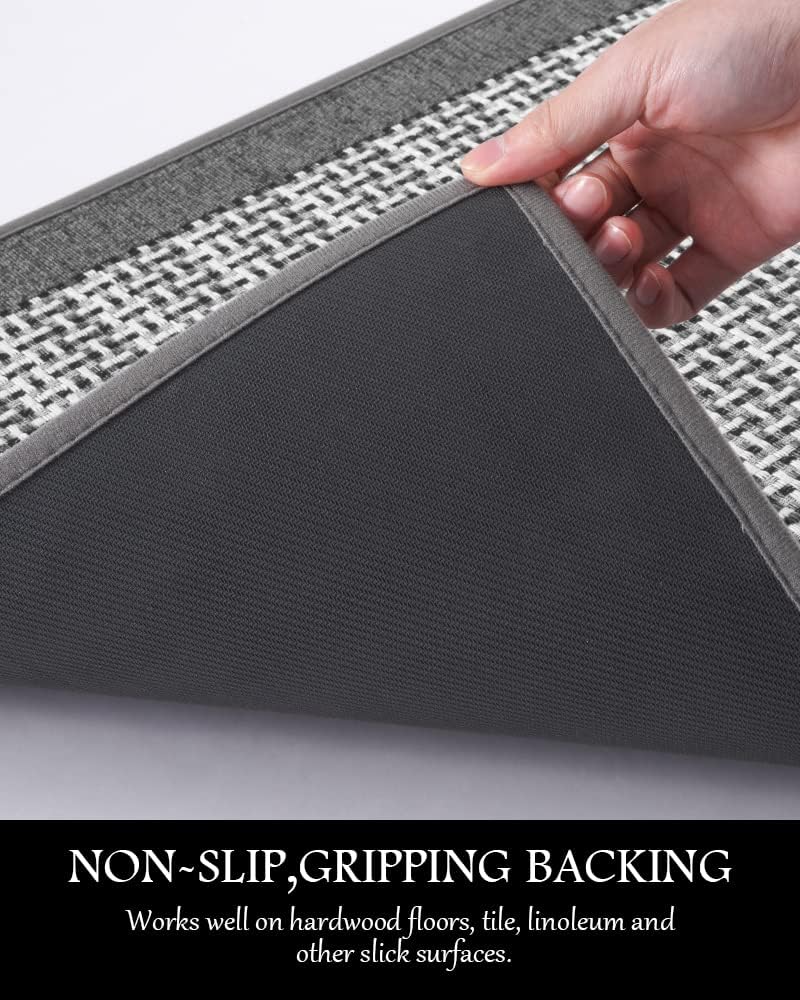 PADOOR Kitchen Mats for Floor, Kitchen Rugs Non Slip Washable, Rubber Backed Kitchen Runner Super Absorbent Kitchen Floor Mat Sink Rug, 17”x24” Grey