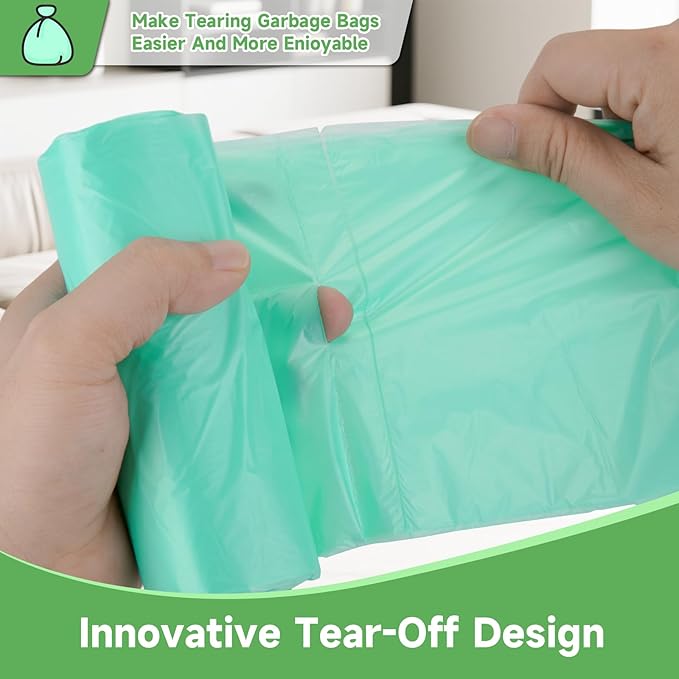 Garbage Bags 13 Gallon Tall Kitchen - Clear Green Biodegradable Large Trash Bags Unscented Leak-Proof Wastebasket Can Liners for Office Bedroom Toilet or Outdoor Heihaily Bulk 75 Count