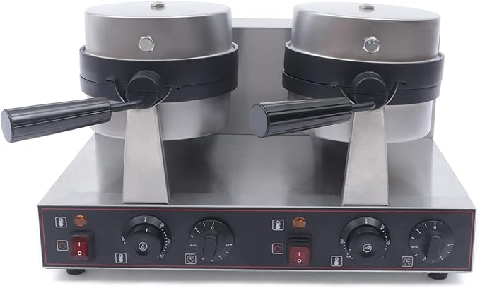 Burger Waffle Maker,Commercial Electric Dual Head Burger Panini Maker Machine,Non Stick Waffle Press Machine with Time & Temp Control Stainless Steel Material for Home Kitchens Breakfast Shops Schools