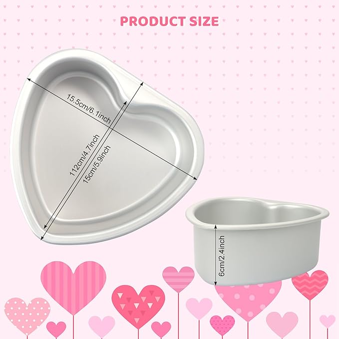 Heart Shaped Cake Pan 6 Inch Aluminum Cake Pans Heart Cake Tin Baking Cake Mold for Valentine's Weddings Birthday Party (3, 6 inch)