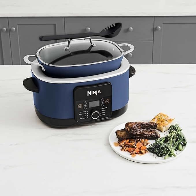Ninja MC1001 Foodi PossibleCooker PRO 8.5 Quart Multi-Cooker, with 8 in 1 Slow Cooker Dutch Oven, Steamer, Nonstick, Oven Safe Pot to 500°F - Blue