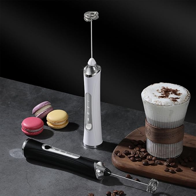 Rechargeable Milk Frother Handheld For Coffee,3 Speeds Frother Wand With Stand, Batidora De Mano Electrica,With 2 Heads,Drink Mixer Electric Handheld,Kitchen Essentials (Green)