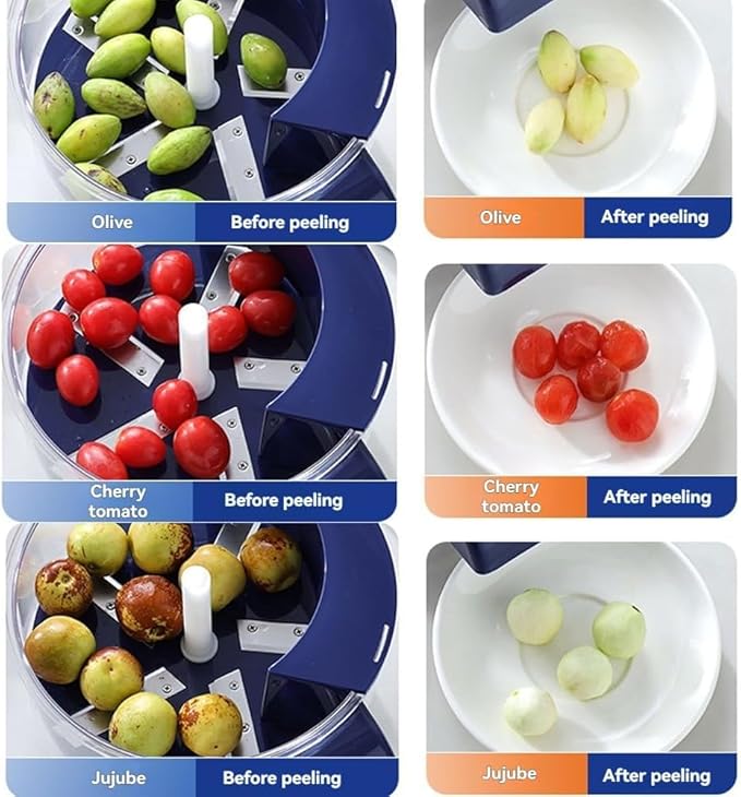 Automatic Grape Peeler Machine, Electric Garlic Peeler & Cherry Tomato Skin Remover Tool for Small Fruits, Efficient Peeling Kitchen Gadget for Home Use (White)