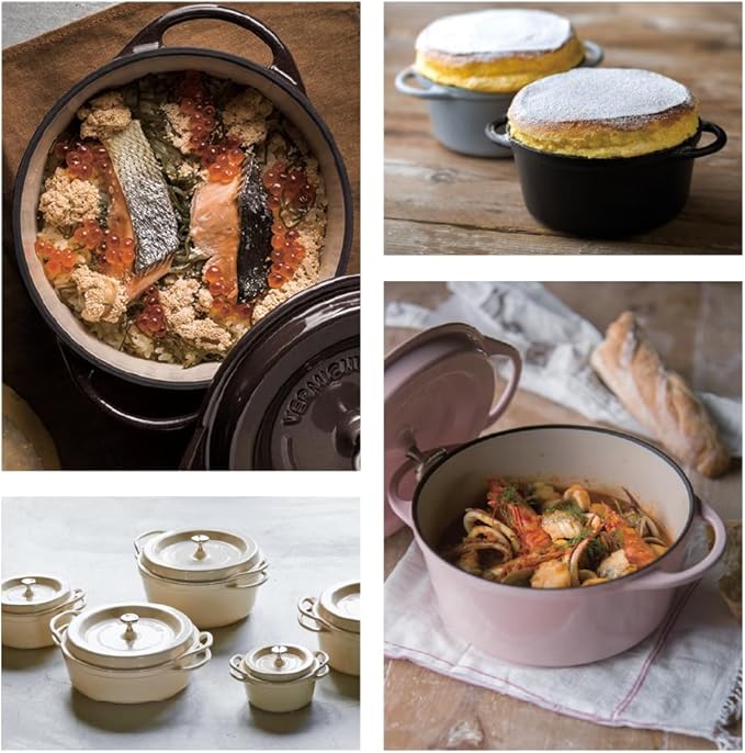 Vermicular Oven Pot | Non-Toxic Enameled Cast Iron Pot | 26cm (5.3 Qt) | Oven-safe | Induction-compatible | Dutch Oven | Made in Japan | Serves 5-6 | Pearl Pink