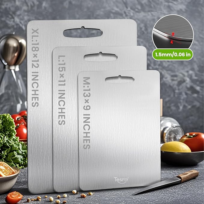 New Titanium Cutting Board - 100% Pure Titanium Cutting Boards For Kitche,Easy to clean, Double-sided food-grade Cutting Board For Meats, Fruits And Vegetables (13 * 9)