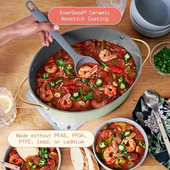 Beautiful 10-in-1 Electric Multi-Cooker by Drew Barrymore, 6-quart, digital display, 10 cooking functions, non-stick pot, easy one-touch control (Sage Green)