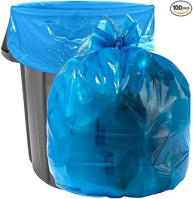 Aluf Plastics 45 Gallon 1.2 MIL Blue Industrial Strength Trash Bags - 40" x 46" - Pack of 100 - For Industrial, Home, & Recycling