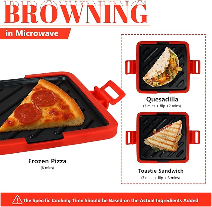 Microwave Sandwich Maker - Microwave Toastie Sandwich Maker，3-in-1 Toastie Panini Press with Dishwasher Safe Design No Electricity Needed Fast Cooking for Travel Friendly/Office/Home(Red)