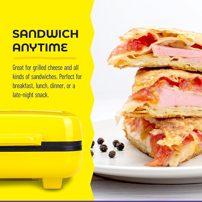 Mini Electric Sandwich Press – Fun Sandwich Shape – Non-Stick Coating, Easy to Clean – Great for Families, Kids, Dorms, Apartments, RVs – Gift for Holidays, Birthdays, Weddings