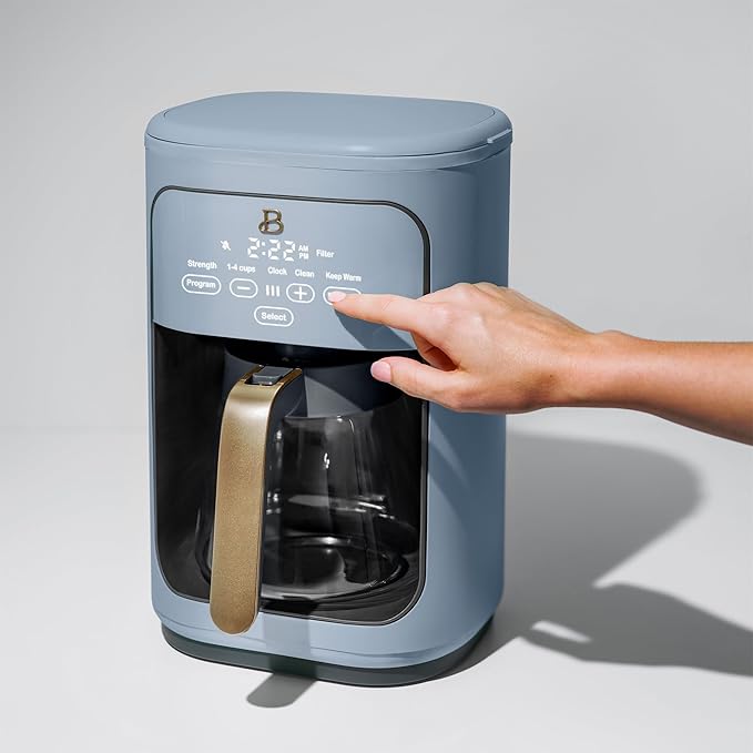 Beautiful Coffee Maker, 14-Cup, Touch-Activated Display, Programmable, Automatic Shut-Off, 1200W, Keep Warm, 24h Timer (Cornflower Blue)