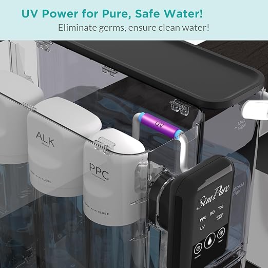 SimPure Y9A UV Countertop Reverse Osmosis Water Filter, Alkaline Remineralization 300 GPD 6 Stage Purification, RO Water Filtration System, Super Fast Filtering Portable Water Purifier