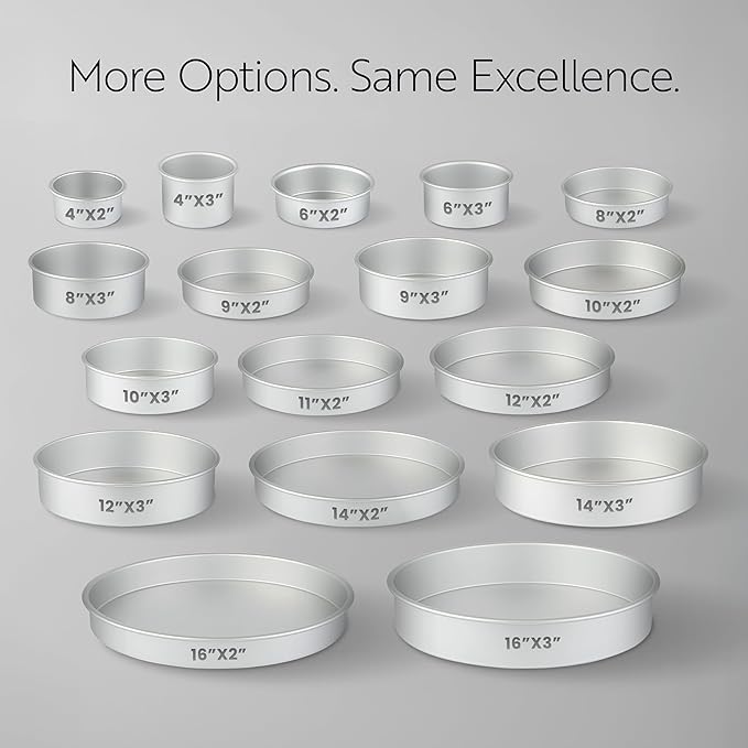 Restaurantware-Met Lux 10 x 3 Inch Straight-Sided Baking Tins, 12 Round Cake Pans - Oven-Ready, Freezable, Anodized Aluminum Round Baking Pans, Greaseproof, For Layer Birthday Cakes