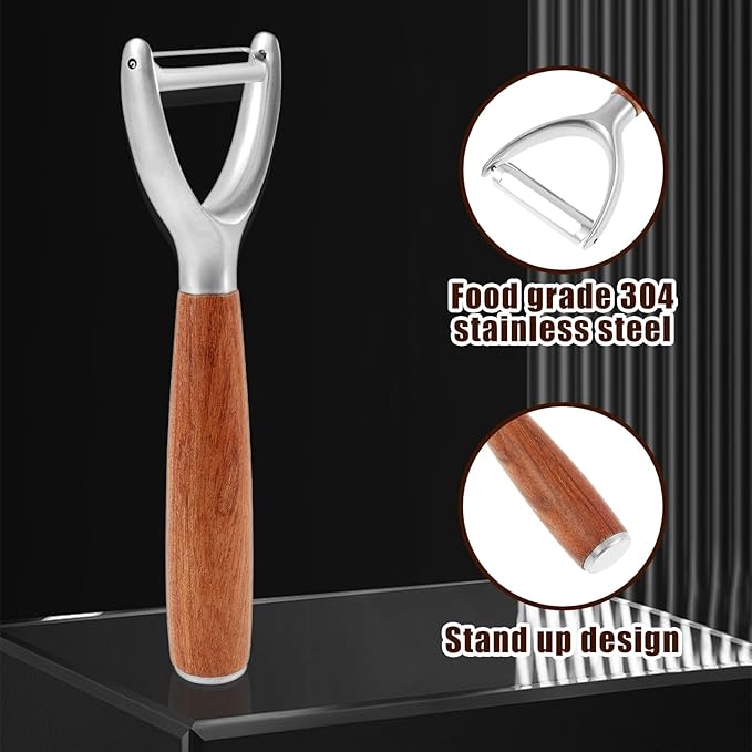 1Pcs Y Style Stainless Steel Vegetable Peeler for Fruit Veggie Heat Resistant Incisive Cucumber Peeler With Solid Wood Handle for Home Kitchen Use