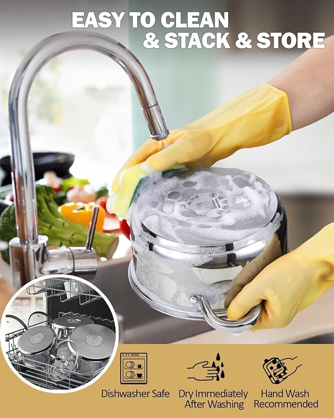 Cook N Home Stockpot with Lid, Basics Stainless Steel Soup Pot, 12-Quart