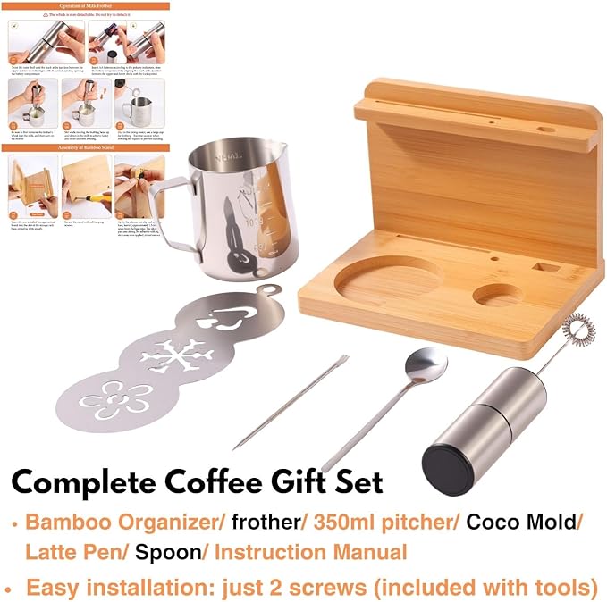 Electric Milk Frother Handheld - Compact Foam Maker with Stand & Accessories, Perfect for Coffee, Cappuccinos, Lattes, & More