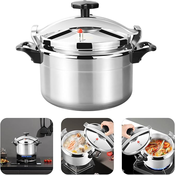 3Qt Small Pressure Cooker, Aluminum Alloy Stovetop Pressure Cooker Pot with Safety Lock Lid & Valve, 35KPA for Fast Cooking, Steaming, Boiling, Ideal for Family Kitchen, Camping, Silver
