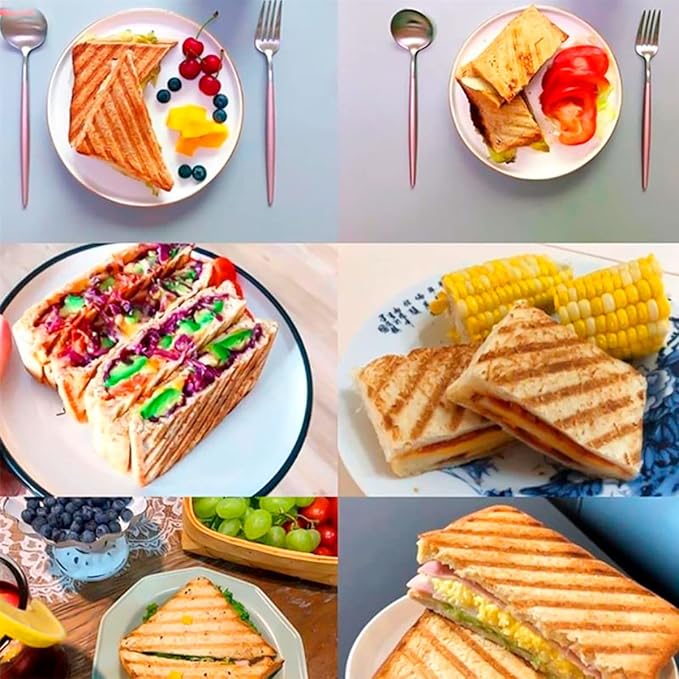 Grilled Sandwich Maker,Camping Toastie Maker, Stove top Panini Press Pan with Non-Stick Plates, Double Sided Hot Toasted Sandwich Maker Breakfast Frying Pan for Outdoors Camp Home Kitchen