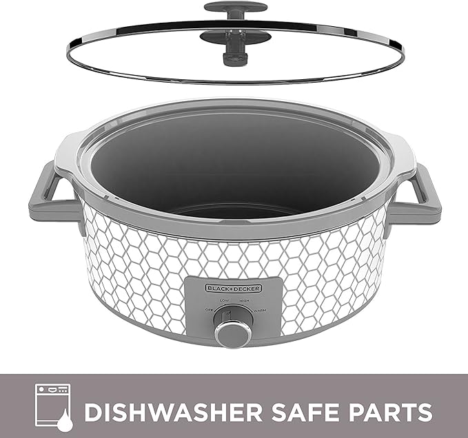 BLACK+DECKER SC1007D Slow Cooker, 7 quart, Geometric Cream