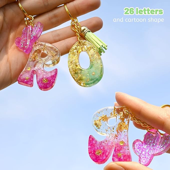 Actvty Alphabet Keychain Molds with Hole, Reversed Alphabet Silicone Molds for Epoxy, Letter Resin Molds for Keychain Jewelry Pendant Making