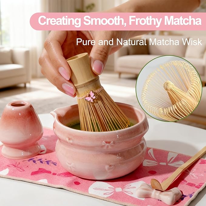 Matcha Whisk Set, 8PCS Matcha Set-16OZ Matcha Bowl With Spout, Matcha Whisk and Holder, Ideal Gift for Christmas, Birthday