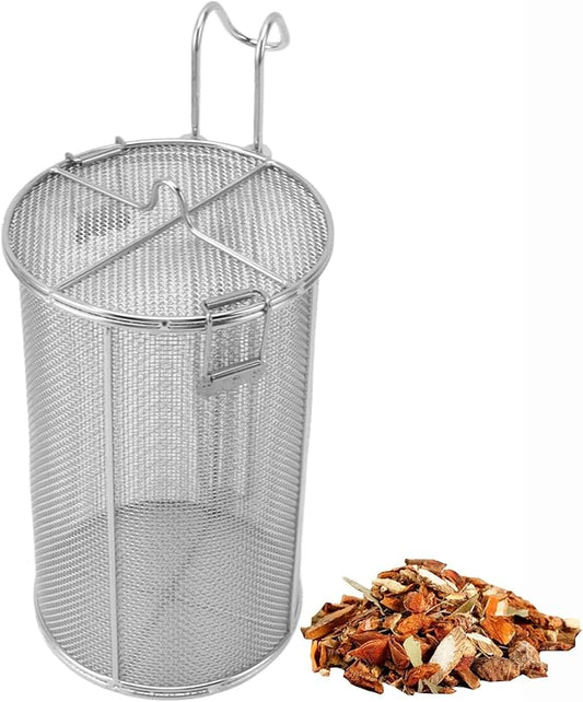 Seasoning Strainer, Stainless Steel Tea Infuser Spice Filter Soup Seasonings Seperation Basket Cooking Spice Filter with Hanging Hook Extra Large Tea Ball Strainer, 5.1 x 10.2 x 8.3in