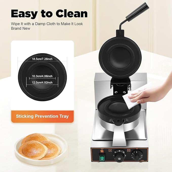 Burger Waffle Maker,Electric Burger Waffle Maker Machine for Home Use,Burger Waffle Makers, Hamburger Sandwich Machines Non-stick Panini Press Waffles Machine with Timer & Temp Control (110V 1200W)
