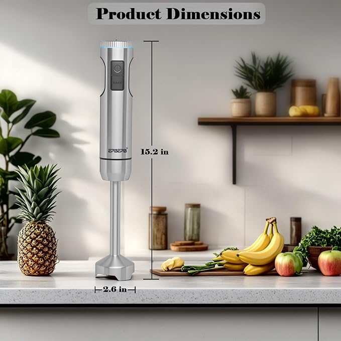 Hand Blender 11-Speed, 1000W Immersion Blender with Anti-Splash Design, Stainless Steel Blade for Blending Soup, Smoothies, Baby Food, Mayonnaise