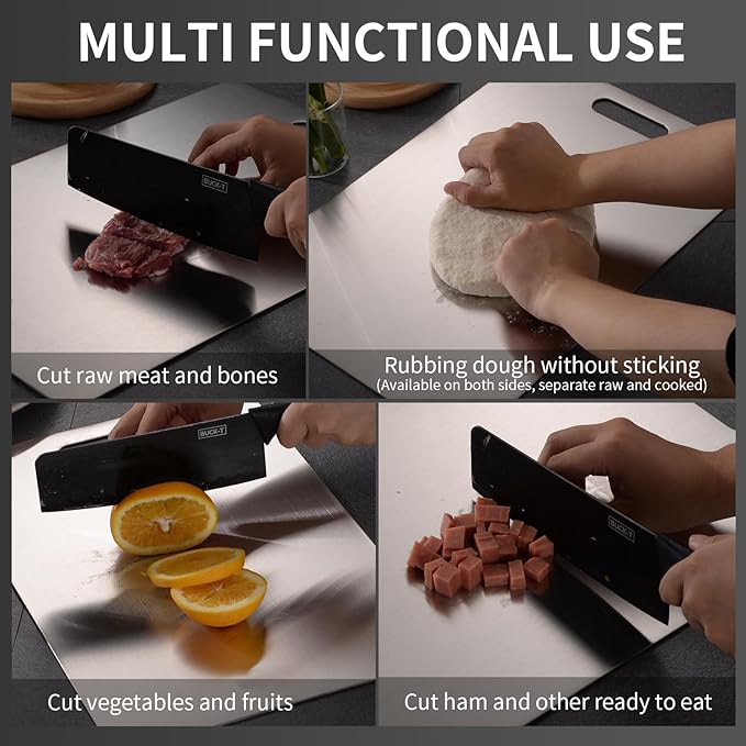 Katuchef Titanium Cutting Board 2025 New Upgrade Pure Titanium Cutting Boards for Kitchen Double Sided Cutting Boards Non Toxic,Hygiene Durable Chopping Board Suitable for Dishwasher Safe (3PC:S+M+L)