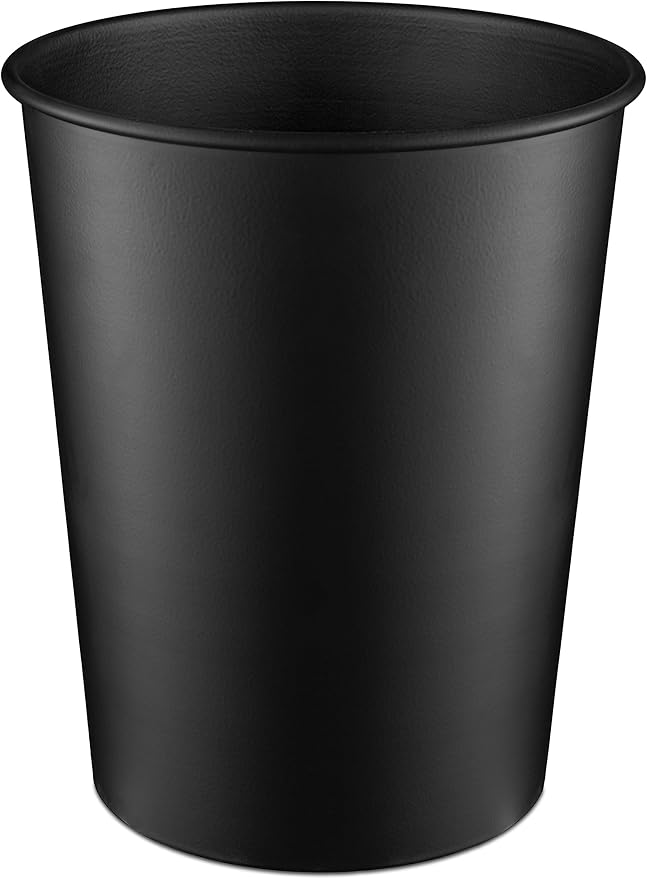 Monarch Abode Black Handcrafted Metal Wastebasket for Home Office Bedroom, Decorative Waste Basket, Modern Bathroom Garbage Can, Durable & Decorative Trash Bin, Black Bathroom Trash Can