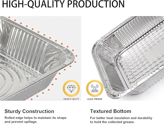 Aluminum Baking Pan Half-Size, 9x13 Inches, Heavy-Duty Disposable Aluminum Foil Pan, Deep Baking Pan Suitable for Cake Baking, Cooking, Roasting, Heating, and Steaming Meal Tray (20 PACK)