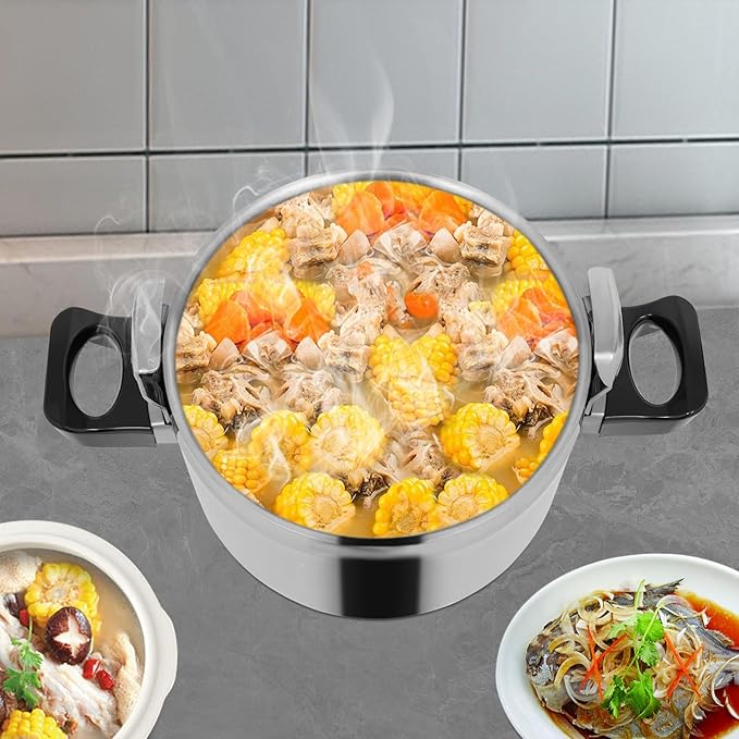 27 Quart Stainless Steel Pressure Cooker, 60Kpa Pressure Stewing Pot w/Alarm Device, Pressure Cooker Pot for Cooking, 3 Heavy Security Systems,Works on All Stovetops(Induction Compatible)(26L/27.47Qt)