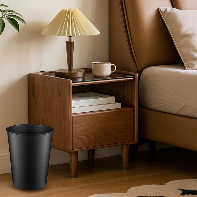 Monarch Abode Black Handcrafted Metal Wastebasket for Home Office Bedroom, Decorative Waste Basket, Modern Bathroom Garbage Can, Durable & Decorative Trash Bin, Black Bathroom Trash Can