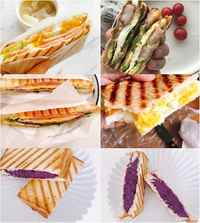 CHICIRIS Sandwich Maker, Non-Stick Breakfast Sandwich Maker Frying Pan, Double Sided Panini Press Sandwich Maker, Grid Pattern