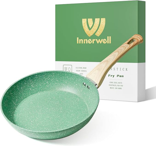 Innerwell Nonstick 9.5 Inch Skillet, Aluminum, Non-Toxic, PTFE & PFOA Free, Suitable for All Stovetops, Easy to Clean, Multipurpose