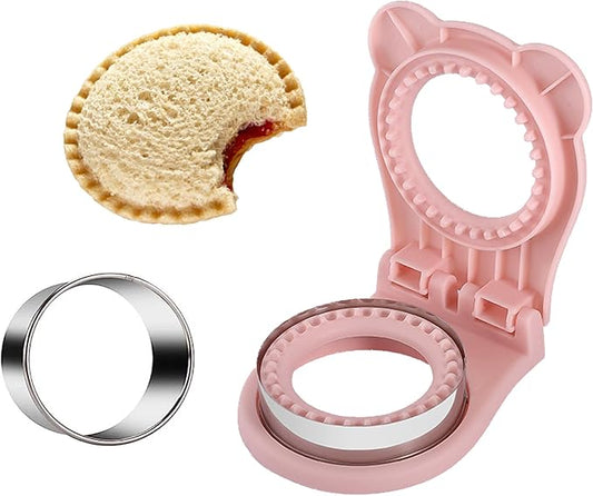 Sandwich Cutter and Sealer, Decruster Sandwich Maker for kids lunch Uncrustable Sandwich Maker，Easy for School Lunchbox and Bento Box (Pink)