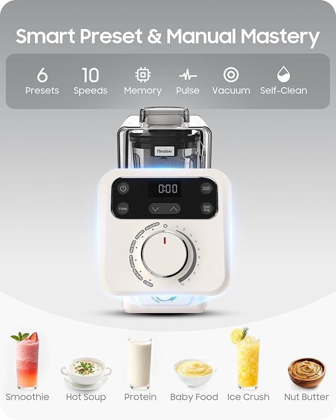 Vacuum Blender, 56oz Tritan Cup, Commercial & Household Professional Blender for Smoothies, Fresh Juice, Baby Food, Protein Shakes, with Self Clean, Dishwasher Safe, Quiet Shield