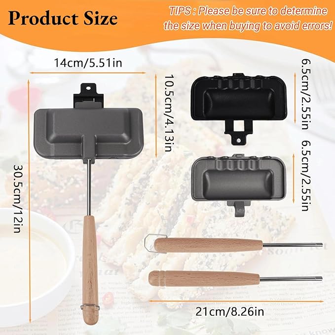 Double Sided Sandwich Panini Maker with Handle, Aluminum Alloy Sandwich Flip Pan Crimp Sealing Baking Pan for Fluffy Pancakes, Omelets, Frittatas