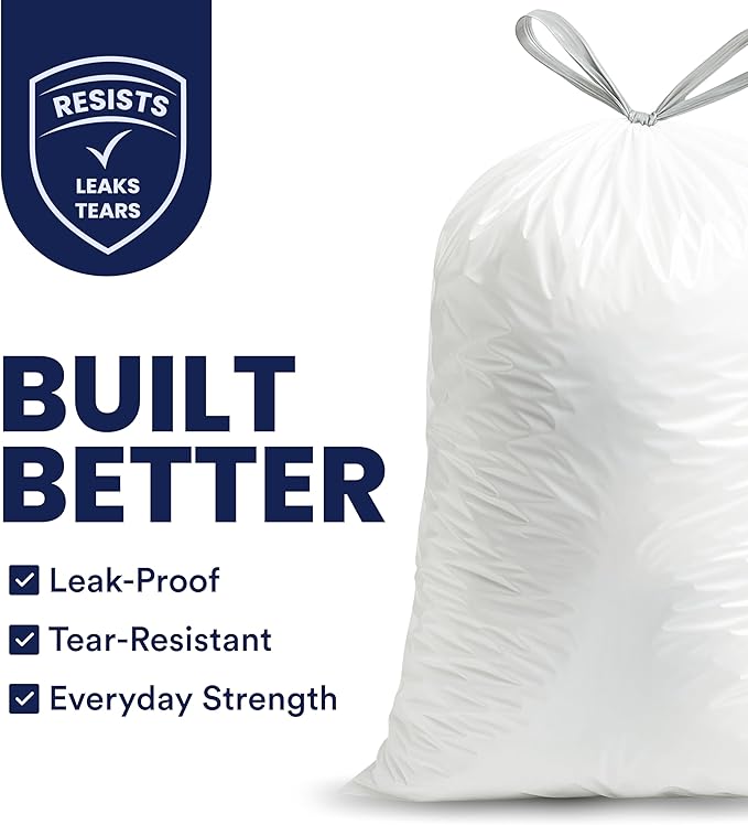 Plasticplace 8 Gallon Trash Bags │ 0.7 Mil │ Lavender and Soft Vanilla Scented Garbage Can Liners │ 22" x 22" (200 Count), White